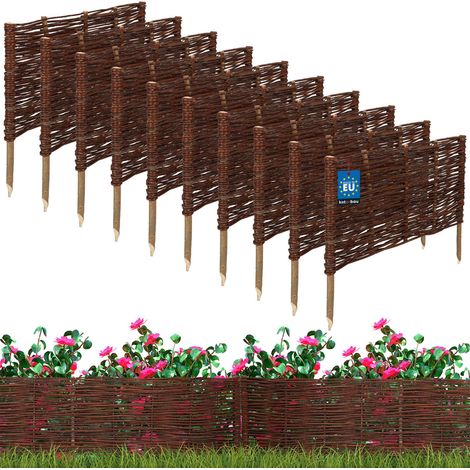 KOTARBAU® Clôture de jardin en palissade, bordure en osier, 60 x 30 cm, lot de 10 (1/5)