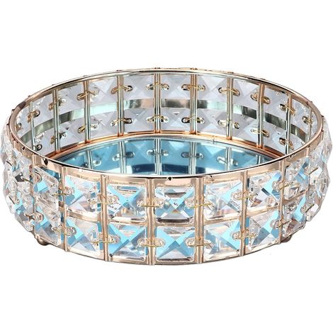 Plateau en Cristal, Plateau De Parfum De Galvanoplastie De Surface en Cristal en Métal Durable Antirouille De Style élégant pour Les Fruits De Bijoux Clés (1/5)