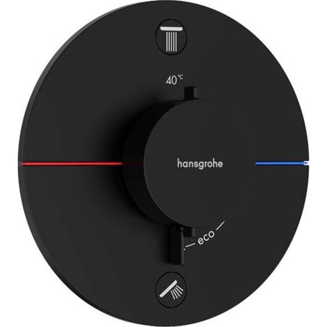 Hansgrohe ShowerSelect Comfort - Grifo termostático empotrado para 2 dispositivos, negro mate 15554670 (1/5)