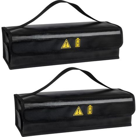 Lot de 2 (41 x 13 x 14 cm)boîtes ignifuges pour batterie de vélo, ignifuges jusqu'à 1000 °C, sac de batterie étanche anti explosion, grande capacité pour le stockage et le transport (1/5)