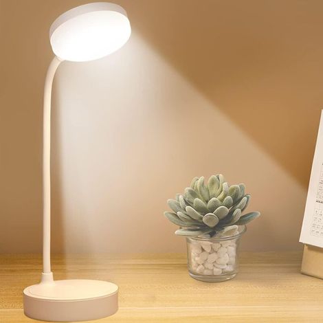 Petite lampe de bureau rechargeable USB, 3 modes de couleur, protection des yeux à intensité variable, pour étudier, lire et écrire (1/4)