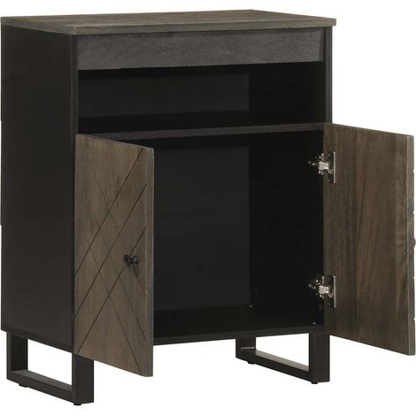 Buffet，Bahut，Meuble de Rangement noir 60x33x75 cm bois massif de manguier CFW32815 (1/5)