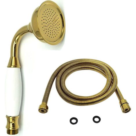 Bathroom Classic Style Traditional Hand Shower Head and 1.5M Shower Hose Brass (1/5)