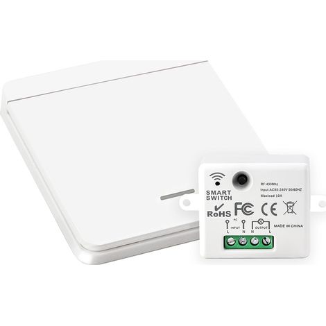 Ensemble d'Interrupteur Sans Fil, Interrupteur Lumineux Sans Fil pour Lampe, Interrupteur Mural Sans Fil Jusqu'à 50 m de Portée, Installation Sans Câblage (1/5)