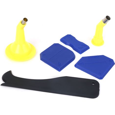Ensemble de 6 outils pour joints de carrelage, comprenant une raclette en silicone et une raclette en plastique. (1/4)