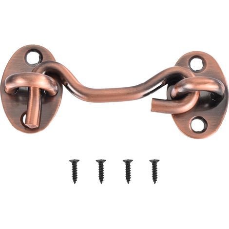 Chiusura a gancio e occhiello in acciaio inox da 75 mm per porte scorrevoli, finestre, cabine e porte a battente, colore bronzo rosso. (1/5)