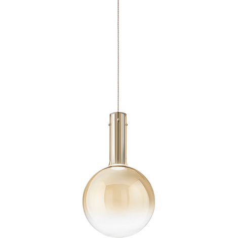Suspension Led 7W En Verre Borosilicaté Ambre, Structure Chromée, Lumière Chaude 3000K, Dimensions 25X43 Cm - Perenz, Éclairage De Design Chic (1/4)