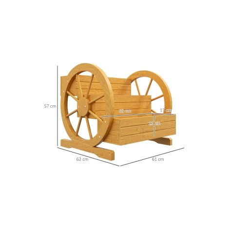 Jardinière teck à 3 niveaux en sapin avec roue de chariot, résistante aux intempéries et trous de drainage pour terrasse et balcon (1/5)