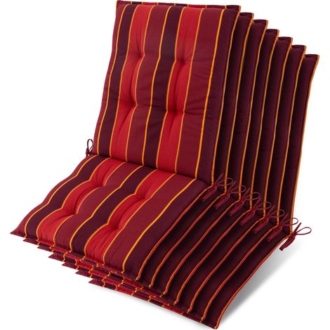 7x Coussin pour chaise basse Sun-NL 100x50x8cm rouge-rayé