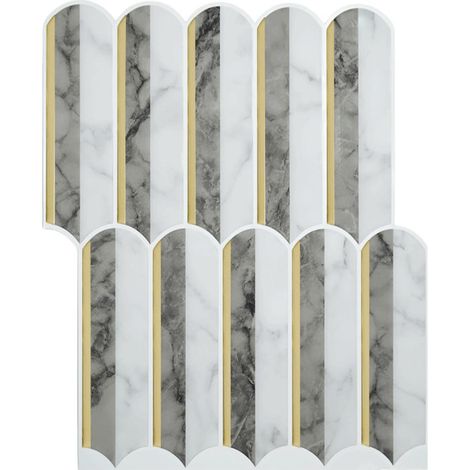 Sticker Adhésif Effet Marbre "Ogive" 25x30cm Gris (1/5)