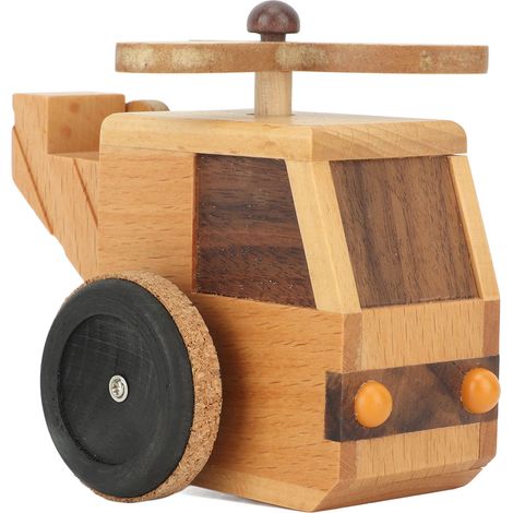 Boîte à musique en bois en forme d'hélicoptère, gravure laser, adorable boîte à musique mécanique en bois pour garçons et filles (1/5)
