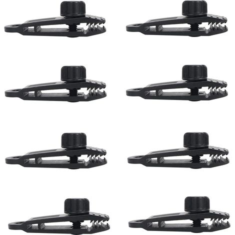 AIDUCHO 8 Pcs Bâche Clips Verrouillage Grip Crocodile Bouche Clip Tente Accessoires Auvent Pince Pour Tentes, Bâche, Couverture De Bateau, Couverture De Piscine, Couverture De Voiture Noir (1/5)