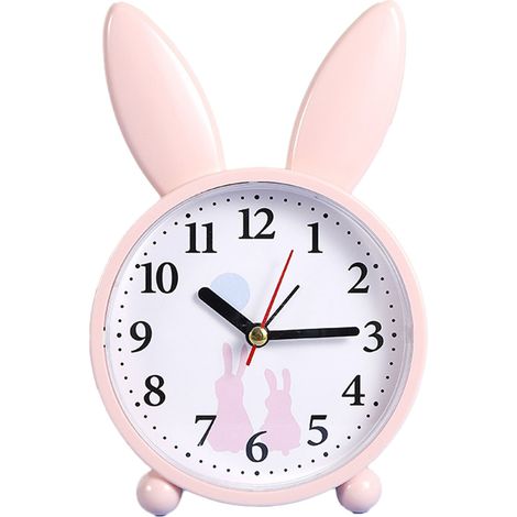 Réveil en forme de lapin mignon, silencieux, précis, horloge décorative pour maison, chambre à coucher (1/5)