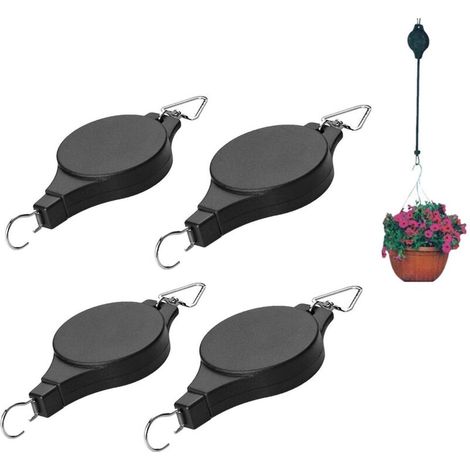 Set of 4 adjustable flower baskets with hanging hook for indoor use, compatible with garden baskets, pots and bird feeders. (1/5)