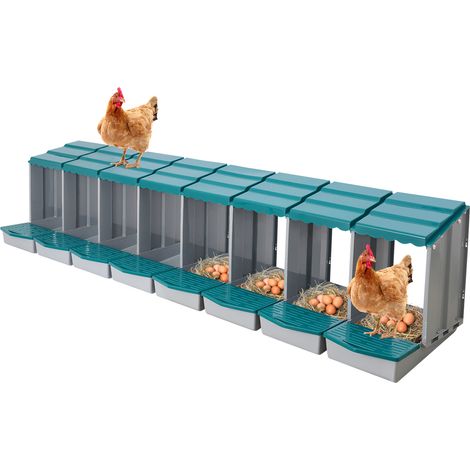 Nichoir à poules 8 compartiments, Boîte de ponte, Pondoir mural / autonome - collecte automatique des œufs, 222,8 x 51,5 cm, vert (1/5)