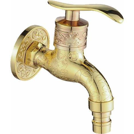 Retro Robinet De Bain Bassin Chaud Et Froid Lavabo De La Salle De Bains Mitigeur en Bronze Finition Cruches Vintage Spray Dessin Balcon Bar Toilettes Lave-Mains Robinet d'eau (B052 or) (1/5)