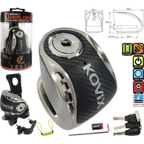 Candado de disco de freno metálico Kovix KNS6 con alarma (1/5)