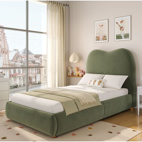 letto contenitore 90x200 velluto verde bambini OKMYHOME (1/5)