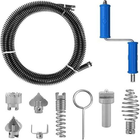 [NEVER USED] 5m Pipe Cleaner Spiral with 6 Cutting Heads, 12mm Drain Unblocker Auger Tool for Kitchen Sinks, Bathroom Drainage, Toilet & Sewer Pipe Cleaning