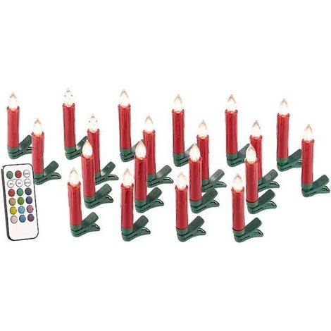 Bougies LED rouges pour sapin de Noël avec télécommande - x20 (1/2)