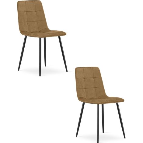 Fauteuil Kara - velours marron / pieds noirs x 2 (1/5)