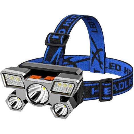 LED Headlamp USB Rechargeable 5W Waterproof 5 Head Head Lamp for Outdoor Camping Adventure Hiking Emergency Head Lamp Head Rope USB Cable Packing Box,DUBUNS (1/5)