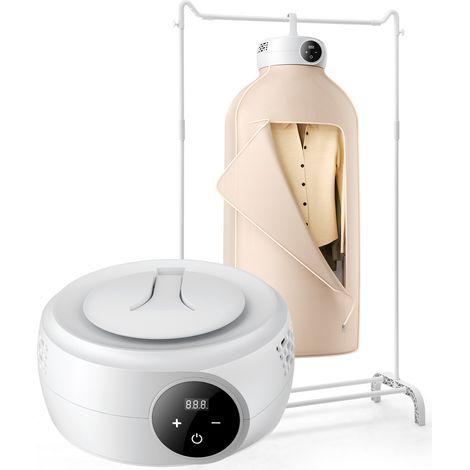 VEVOR Seche-Linge Electrique Portable 600 W, Sechoir a Linge avec Sac de Sechage, Chauffage PTC et Affichage LED, Pliable avec Minuterie de 5 Heures pour Appartement, Dortoir, Camping-car ou Hotel