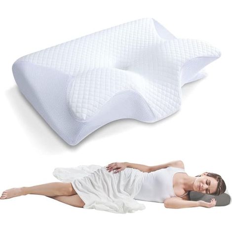 Oreiller - Oreiller de sommeil pour soulager la nuque, pour toutes les positions de sommeil (Blanc)-AquaForge (1/4)