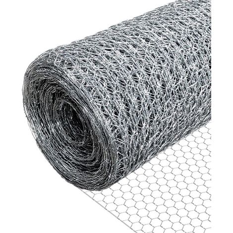 VOUNOT Rete Metallica Zincata Torsione Tripla, Maglia Esagonale 13mm, 100cm x 25m, Argento