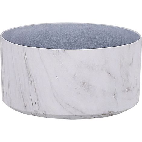 Pot de Fleurs Cache-pot Rond 43 cm de Diamètre en Mélange de Pierre Effet Marbre Blanc Idéal pour Extérieur et Intérieur Glamour et Moderne Beliani