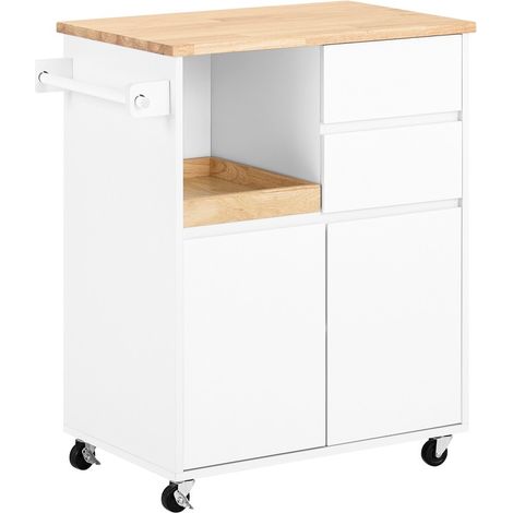 SoBuy Carrello cucina con 2 cassetti e 2 ante Carrello multiuso Bianco 72x40x84cm FKW123-WN (1/5)