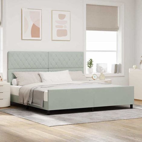Boxspringbett mit Kopfteil Hellgrau 200 x 200 cm Samt (1/5)