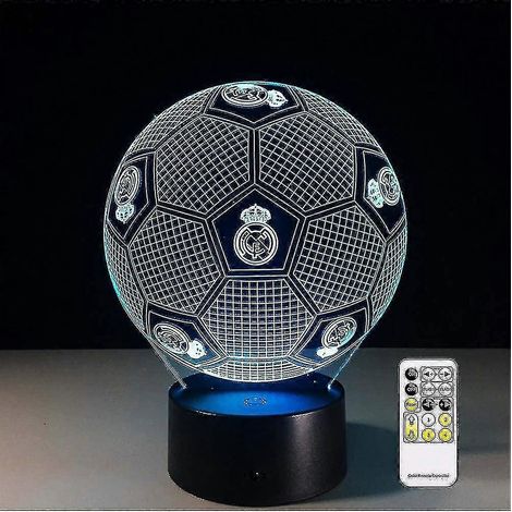 3D-Nachtlicht mit optischer Illusion: Real Madrid Fußball-Nachtlampe, Fernbedienung, dimmbar, Batterie- oder USB-betrieben, 7 Farben, Weihnachts- oder Geburtstagsgeschenk (1/5)