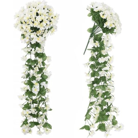Guirlande de fleurs artificielles suspendues, lierre, cascade blanche, décoration (1/5)