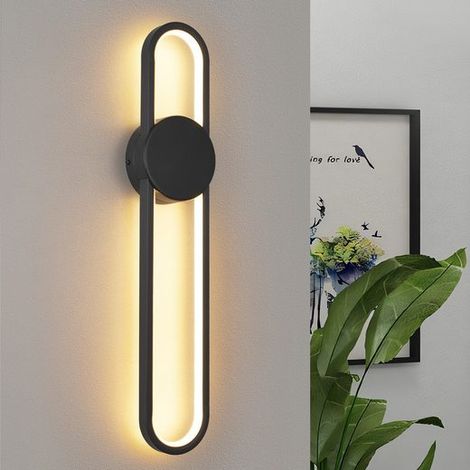 GBLY Wandlampe LED Wandleuchte Innen - 12W Treppenhauslampe 60cm Schwarz Flurlampe Modern Design 3000K Warmweiß Minimalistische Wandbeleuchtung für Schlafzimmer Wohnzimmer Flur Treppenhaus Küche