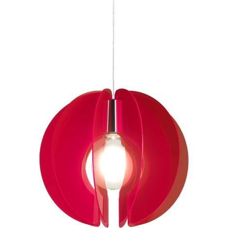 Suspensión Sirio Rojo Fluorescente en Metal Cromado Cm. 40x40h (1/2)