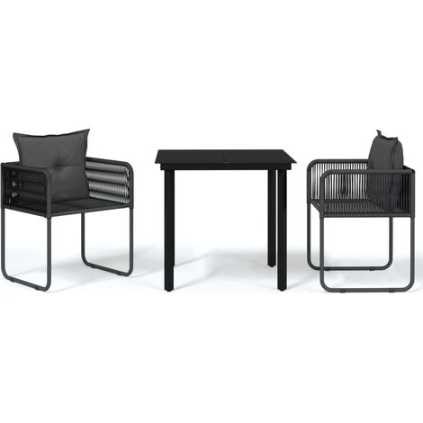 Maison Exclusive - 3-tlg. Garten-Essgruppe Schwarz