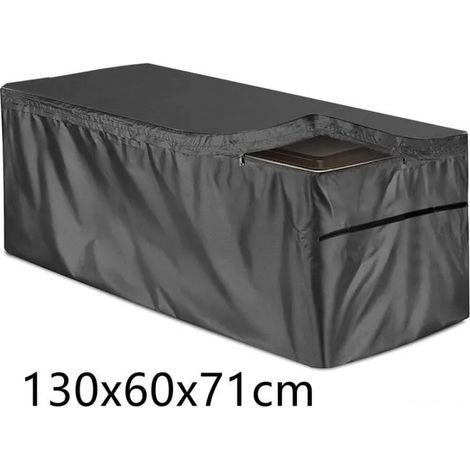 Housse de mobilier d'extérieur, housse de protection pour armoire de rangement pour coffre de terrasse 210D, 130x60x71cm, noir. (1/5)