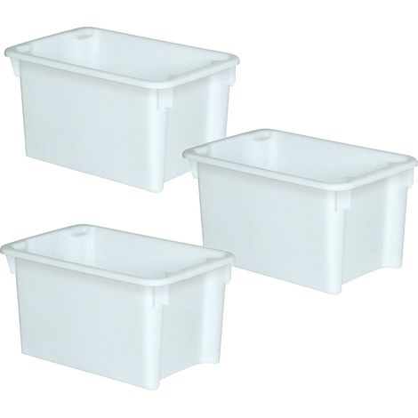 BRB 3 récipients empilables - Dimensions : 600 x 400 x 325 mm - 50 l - blanc