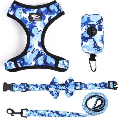 Lot de 4 accessoires pour chien, M, bleu