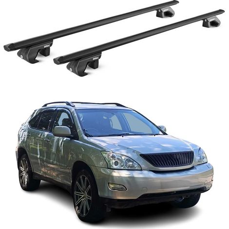 OMAC Barres de toit aluminium certifiées TÜV pour Lexus RX mk1 & mk2 2004-2015 – Pour rails de toit standards – Rainure en T – Charge max 90 kg – 2 antivols Noir (1/4)