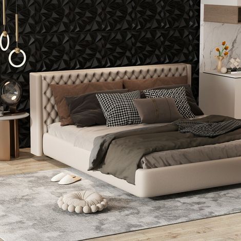 40 panneaux muraux 3D en PVC, carreaux muraux avec motifs décoratifs diamants, panneaux carrés autocollants pour 10 m² - noir (1/5)
