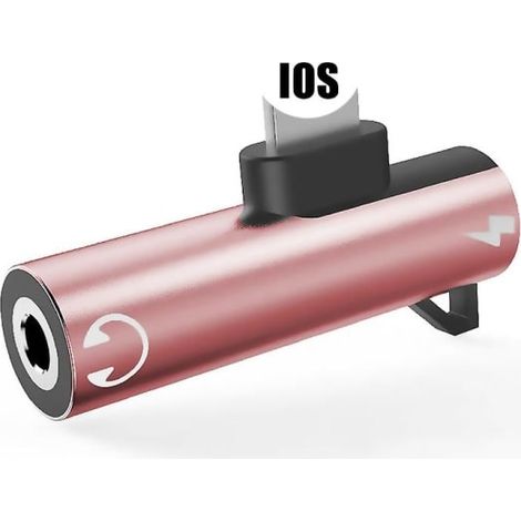 Adaptateur double répartiteur de charge audio 2 en 1 pour casque audio, compatible iPhone et Huawei, avec connecteur jack 3,5 mm, câble auxiliaire et Lightning (compatible iOS). (1/5)