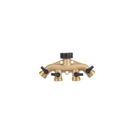 Distributeur d'Eau 4 Voies en Laiton pour Arrosage Jardin Robinet Vanne Sélecteur