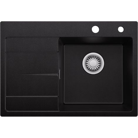 Sofetiy Max Lavello in granito 65 x 45 cm, lavello sottotop con sifone, piletta e troppopieno, lavello da appoggio per cucina