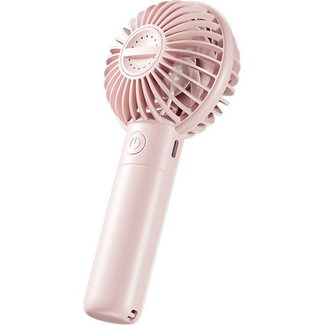 Ventilateur portable silencieux rechargeable par USB, plusieurs vitesses, rose. Idéal pour les étudiants. (1/5)