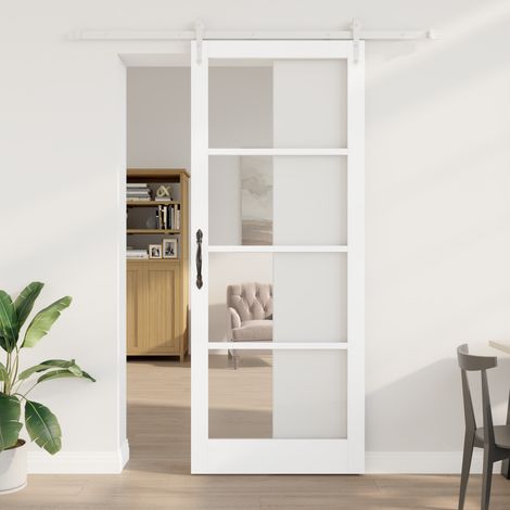 Maison Exclusive - Schiebetür Weiß 93 x 232 cm Massivholz Kiefer (1/5)