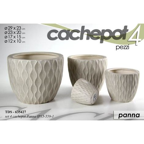 Set 4 cachepot bianchi Ø30/23/17/12 cm (1/2)