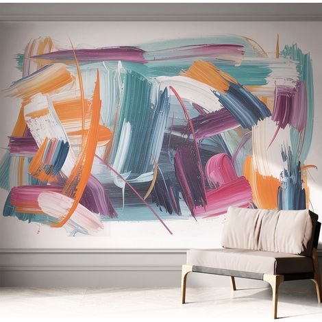 Tapete Selbstklebend - Fototapete mit Motiv - Wandtapete modern - Wanddeko Energische Pinselstriche 312x219 cm (1/5)