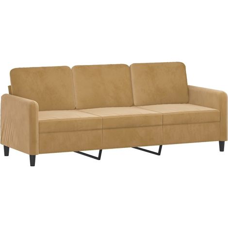 vidaXL Divano a 3 Posti Marrone 180 cm in Velluto (1/5)